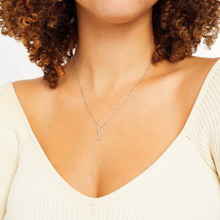 Diamond Journey Pendant Necklace In White Gold 14K