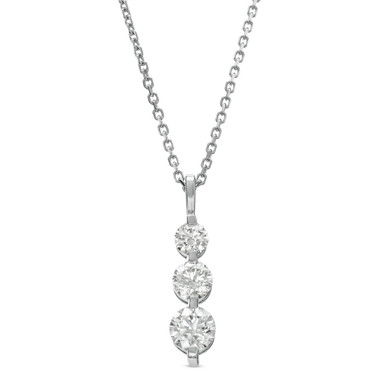 White Gold Diamond Graduated Three-Stone Journey Necklace cheapest 18