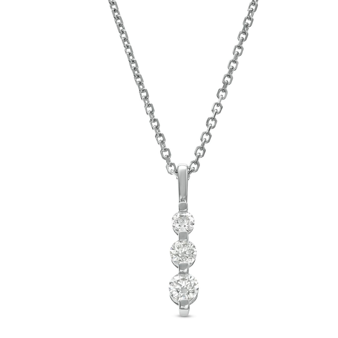 Graduated Three Stone Diamond Pendant Necklace 0
