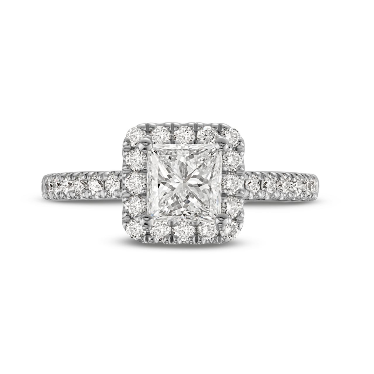 Princess Diamond Halo Engagement Ring 0