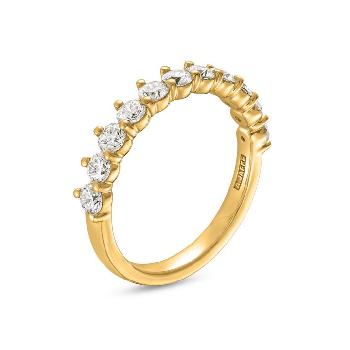 A. Jaffe Three Prong Diamond Wedding Band In Yellow Gold 14K
