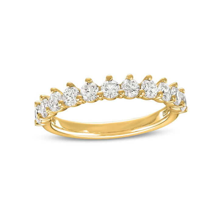 A. Jaffe Three Prong Diamond Wedding Band In Yellow Gold 14K