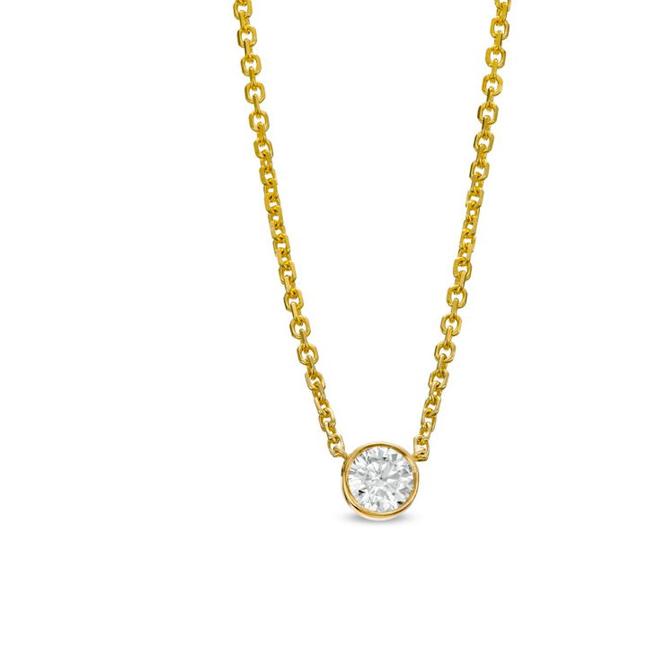 Yellow Gold 14K Diamond Bezel Solitaire Pendant
