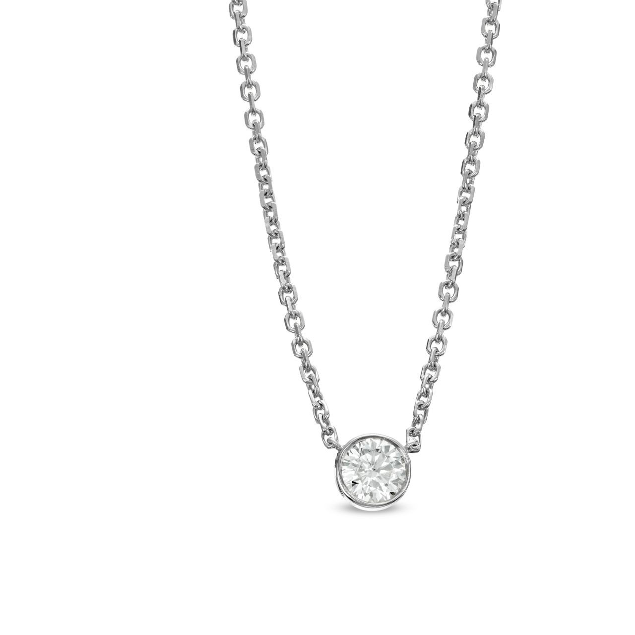 Solitaire Bezel Diamond Pendant Necklace 0
