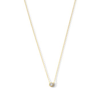 Solitaire Bezel Diamond Pendant Necklace In Yellow Gold 14K