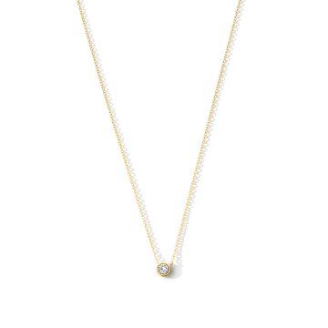 Solitaire Bezel Diamond Pendant Necklace In Yellow Gold 14K