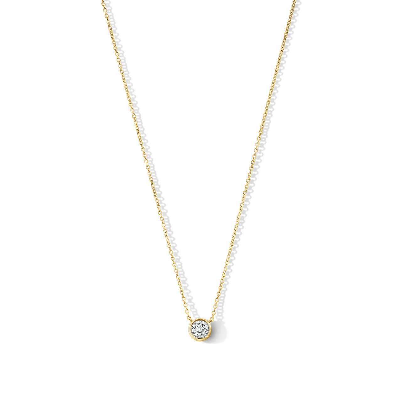 Solitaire Bezel Diamond Pendant Necklace 0