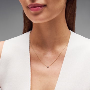 Solitaire Bezel Diamond Pendant Necklace In Yellow Gold 14K