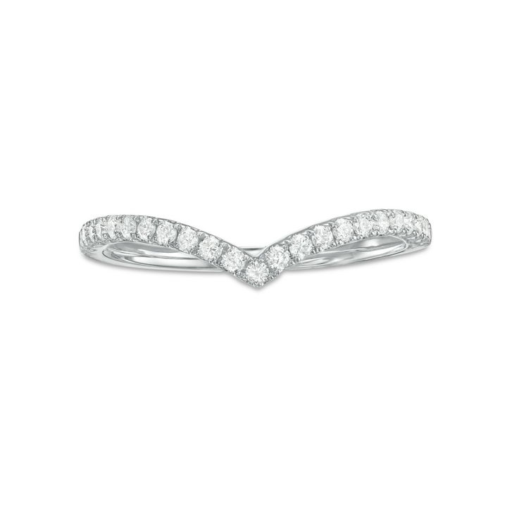 White Gold 14K Contour Diamond Wedding Band