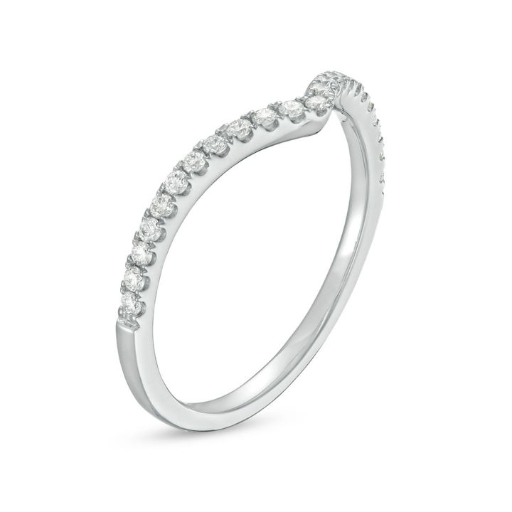 White Gold 14K Contour Diamond Wedding Band