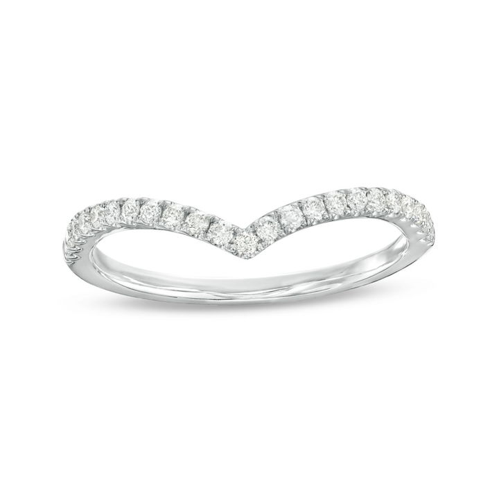 White Gold 14K Contour Diamond Wedding Band