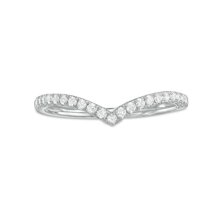 Contour Diamond Wedding Band In White Gold 14K