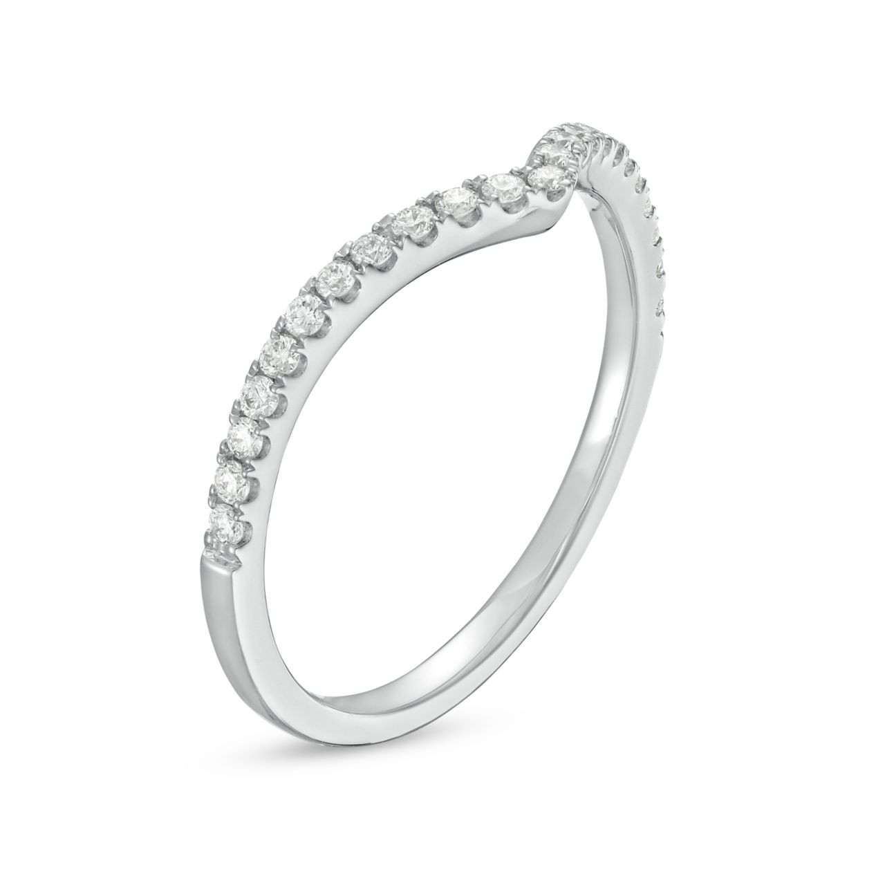 Contour Diamond Wedding Band In White Gold 14K 1