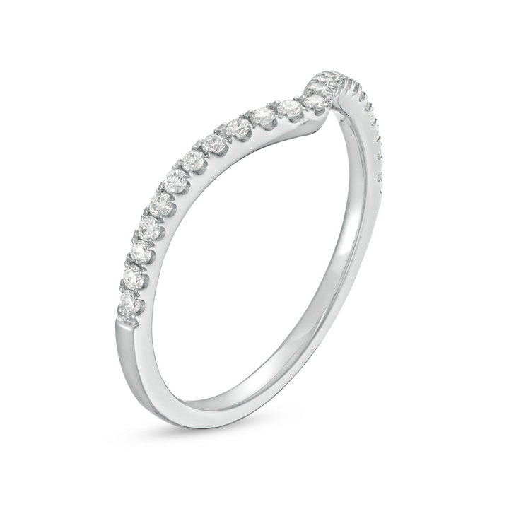 Contour Diamond Wedding Band In White Gold 14K