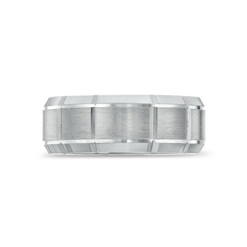 Simon G. Bevel Carved 8mm Wedding Band In Platinum