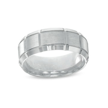 Simon G. Bevel Carved 8mm Wedding Band In Platinum
