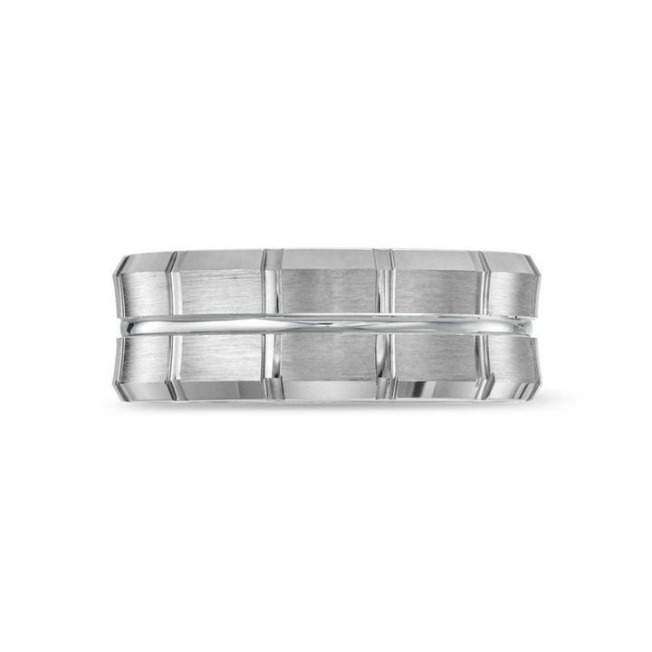 White Gold 18K Simon G. Concave Carved 8mm Wedding Band