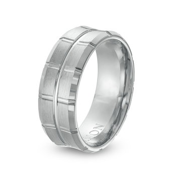 Simon G. Concave Carved 8mm Wedding Band In Platinum