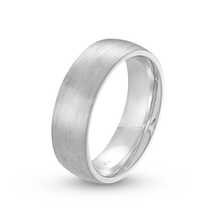 Simon G. Matte 7mm Wedding Band In White Gold 18K