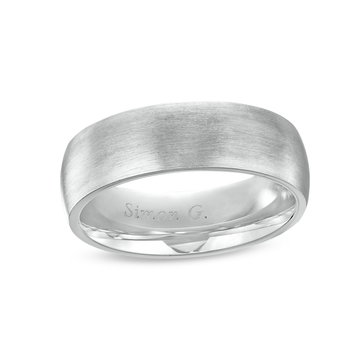 Simon G. Matte 7mm Wedding Band In White Gold 18K