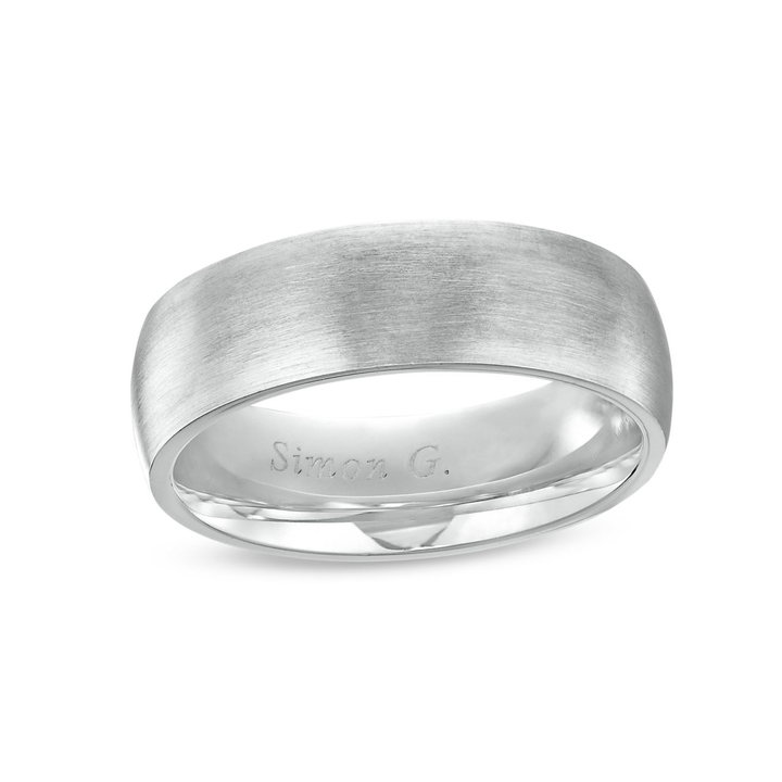 Simon G. Matte 7mm Wedding Band In White Gold 18K