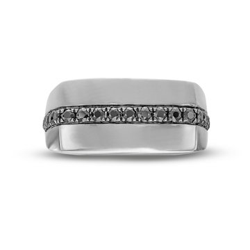 Simon G. Black Diamond Square Wedding Band In Platinum