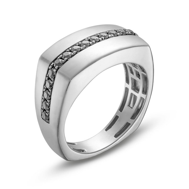 Simon G. Black Diamond Square Wedding Band In Platinum