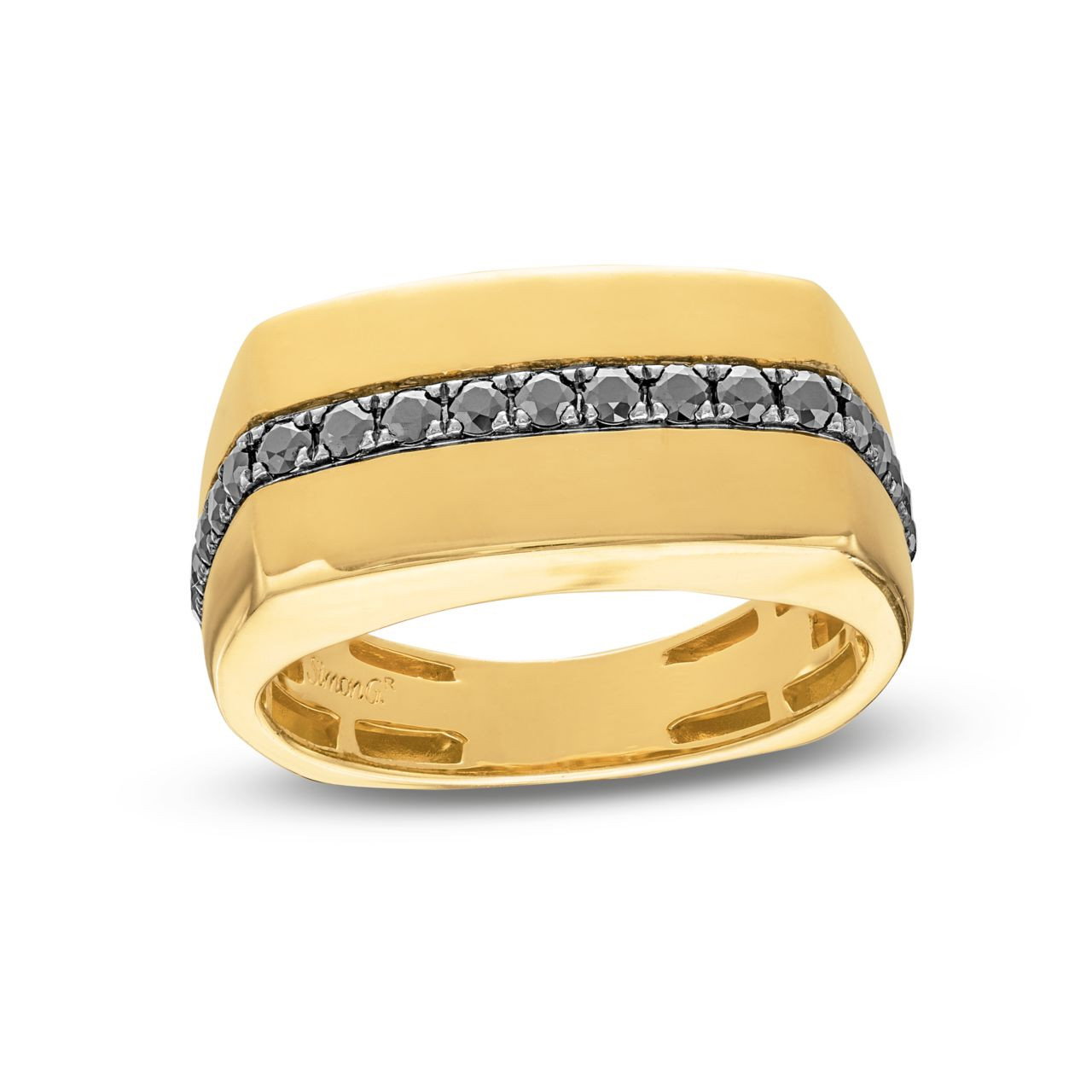 Simon G. Black Diamond Square Wedding Band In Yellow Gold 18K 1