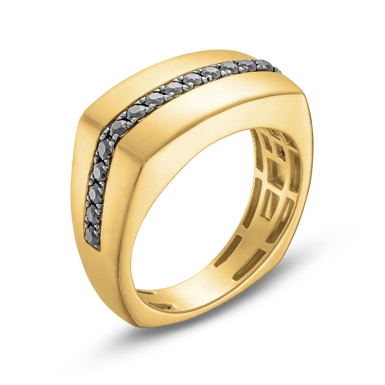 Simon G. Black Diamond Square Wedding Band In Yellow Gold 18K 3