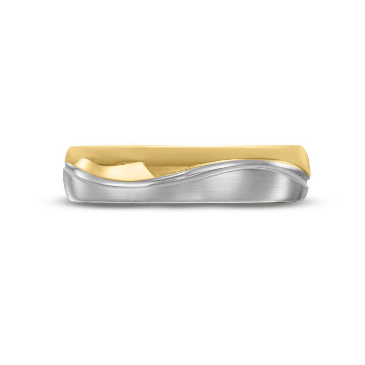 White And Yellow Gold 18K Simon G. Abstract Line Wedding Band