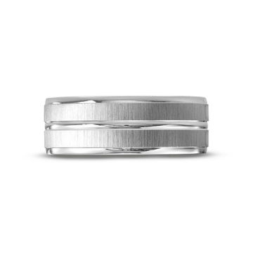Simon G. Shimmer Matte 8mm Wedding Band In Platinum