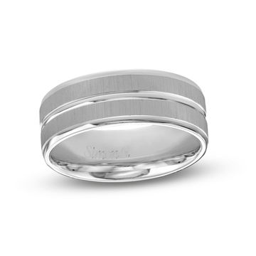 Simon G. Shimmer Matte 8mm Wedding Band In Platinum