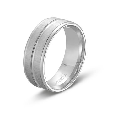 Simon G. Shimmer Matte 8mm Wedding Band In Platinum