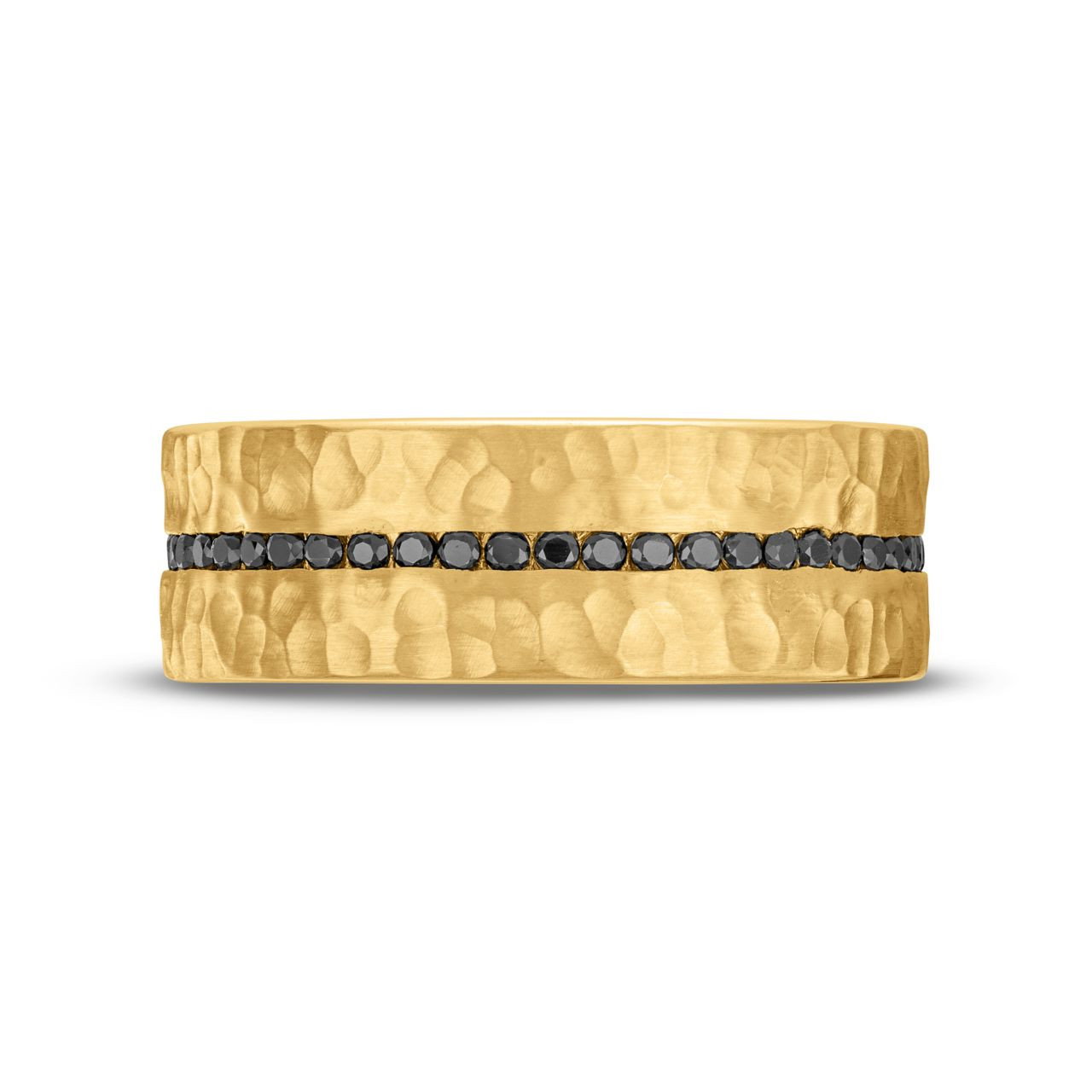 Simon G. Black Diamond Hammer Wedding Band In Yellow Gold 18K 0