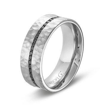 Simon G. Black Diamond Hammer Wedding Band In Platinum