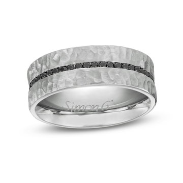 Simon G. Black Diamond Hammer Wedding Band In Platinum