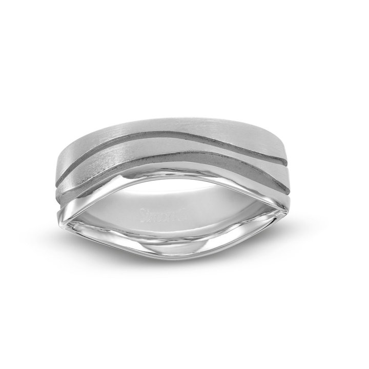 Simon G. Wave Edge Wedding Band In Platinum