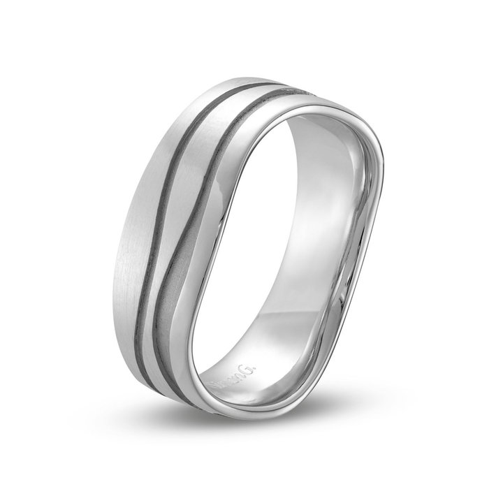 Simon G. Wave Edge Wedding Band In Platinum