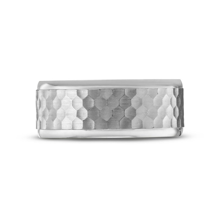 Simon G. Hammer Polish Edge 8mm Wedding Band In Platinum