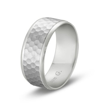 Simon G. Hammer Polish Edge 8mm Wedding Band In Platinum