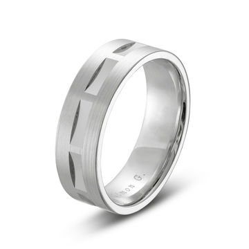 Simon G. Geometric Carved 7mm Wedding Band In Platinum