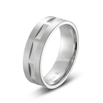 Simon G. Geometric Carved 7mm Wedding Band In Platinum