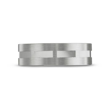 Simon G. Geometric Carved 7mm Wedding Band In Platinum