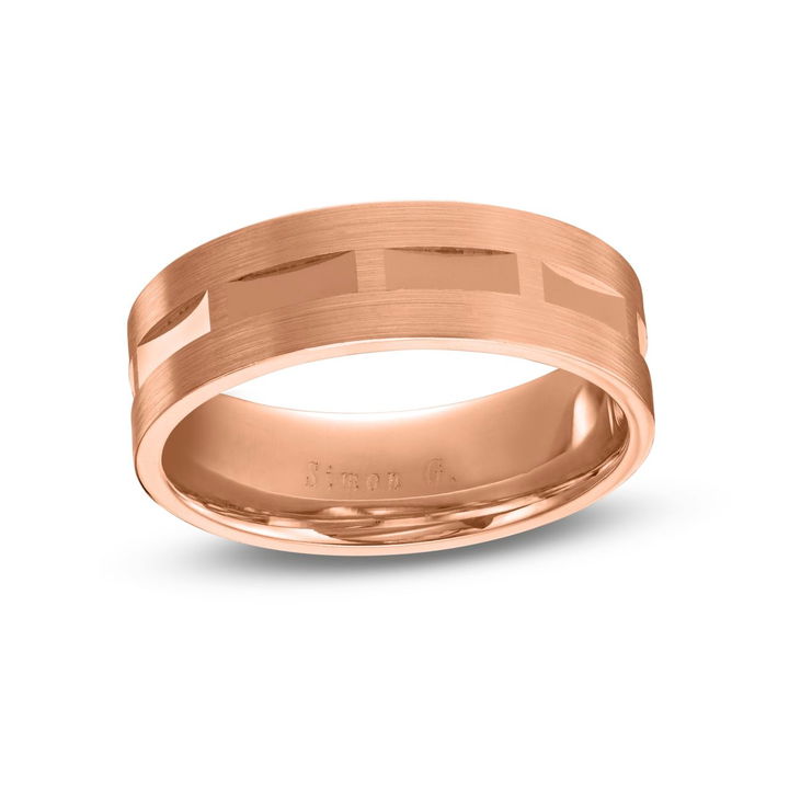 Simon G. Geometric Carved 7mm Wedding Band In Platinum