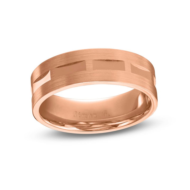 Simon G. Geometric Carved 7mm Wedding Band In Platinum
