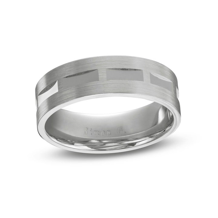 Simon G. Geometric Carved 7mm Wedding Band In Platinum