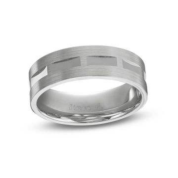 Simon G. Geometric Carved 7mm Wedding Band In Platinum