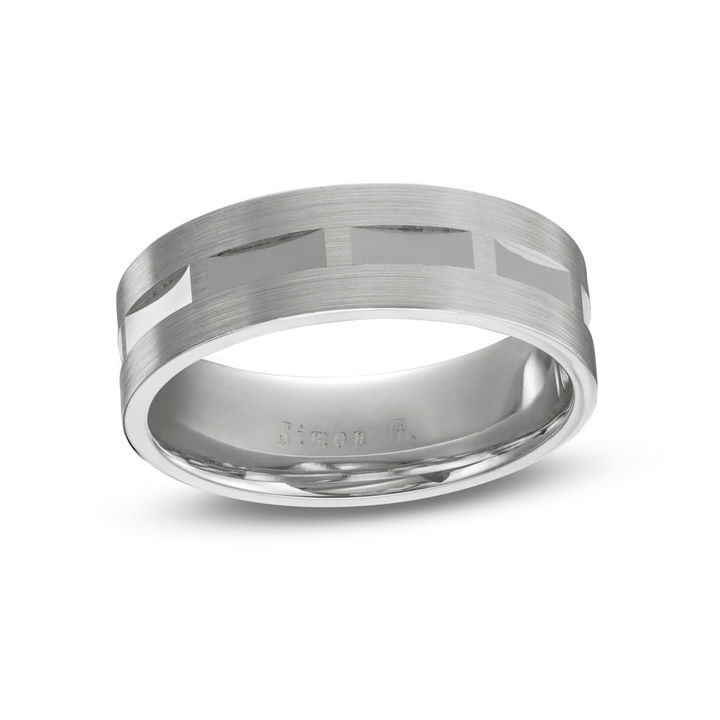 Simon G. Geometric Carved 7mm Wedding Band In Platinum