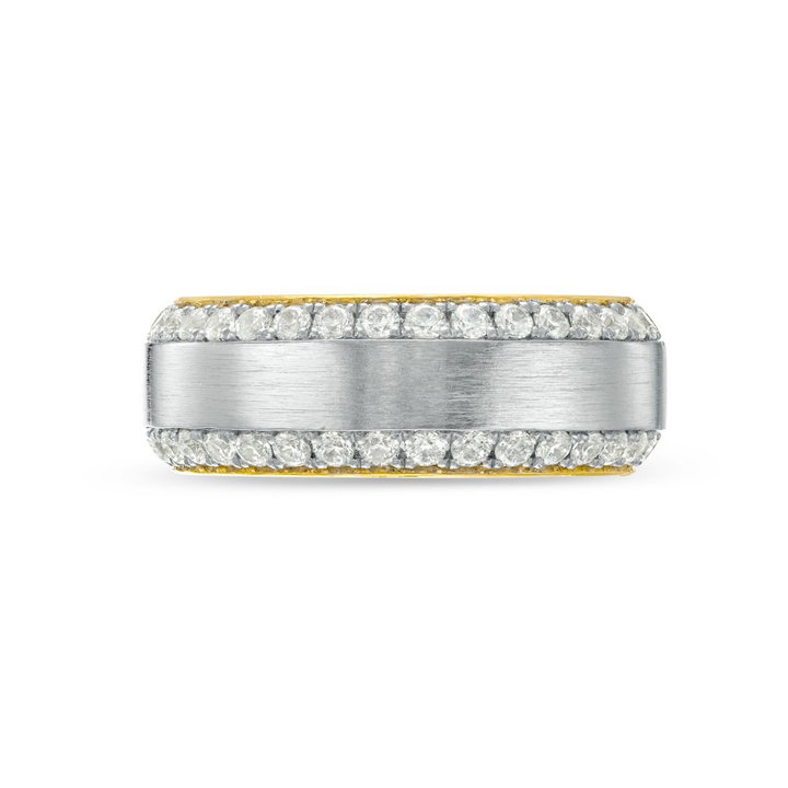 Simon G. Diamond Edge 8mm Wedding Band In White And Yellow Gold 18K