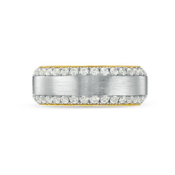 Simon G. Diamond Edge 8mm Wedding Band In White And Yellow Gold 18K